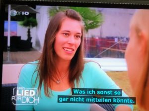 Sarina Thien singt im ZDF bei ” Mein Lied für Dich” 23.10.2019
